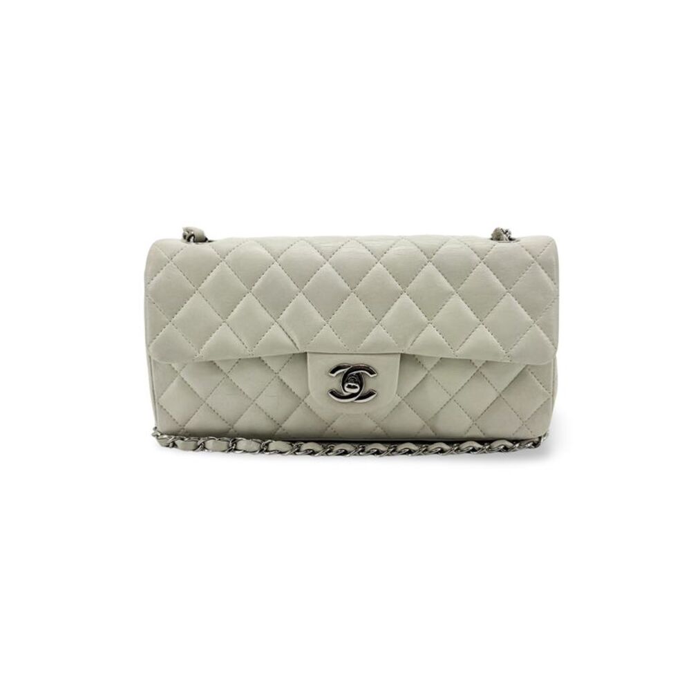 Chanel Classic Small Flap Bag Silver Hardware White
